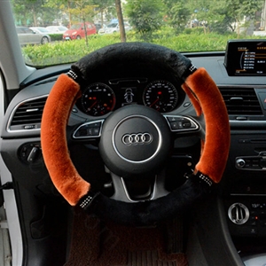 Classic Diamond Car Steering Wheel Wrap Velvet 15 Inch 38CM - Brown