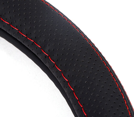 Cool Car Steering Wheels Covers Genuine Leather 15 Inch 38CM - Black Brown