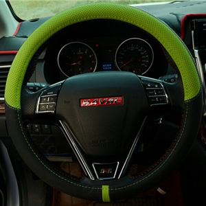 Cool Car Steering Wheels Covers Genuine Leather 15 Inch 38CM - Black Green