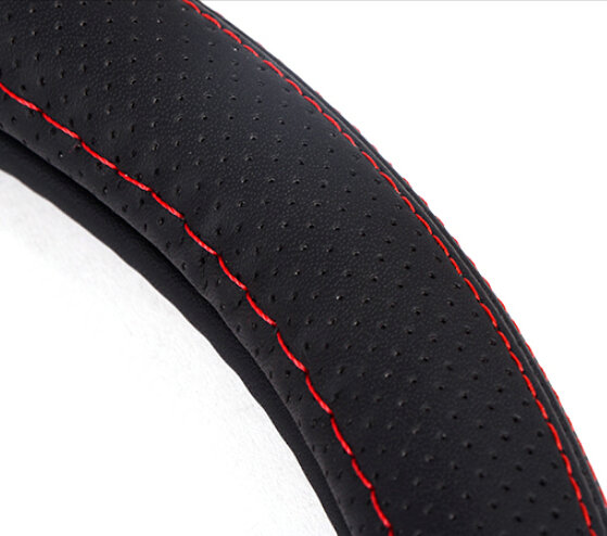 Cool Car Steering Wheels Covers Genuine Leather 15 Inch 38CM - Black