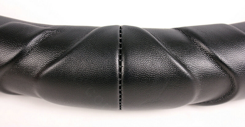 Cool Car Steering Wheels Covers Genuine Sheepskin Leather 15 Inch 38CM - Black