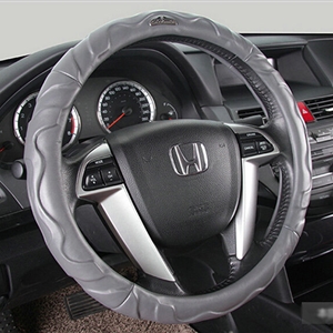 Cool Car Steering Wheels Covers Genuine Sheepskin Leather 15 Inch 38CM - Grey