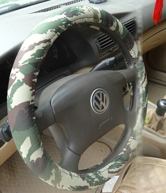 Cool Man Wave Camo Cloth Auto Steering Wheel Covers 15 inch 38CM - Green