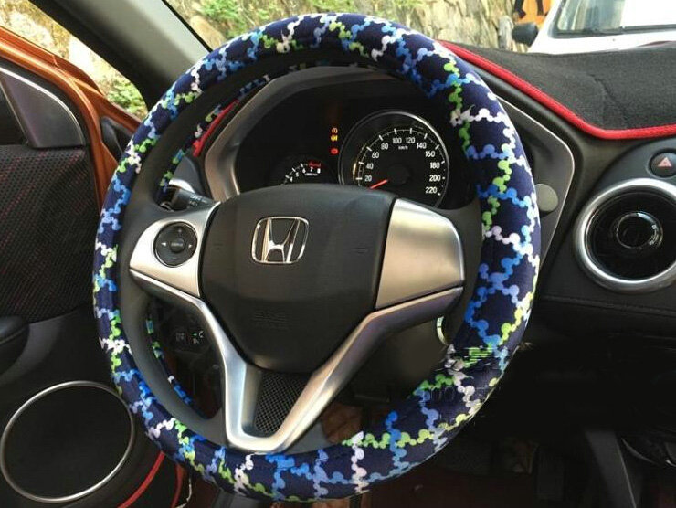 Cool Man Wave Camo Cloth Car Steering Wheel Covers 15 inch 38CM - Blue
