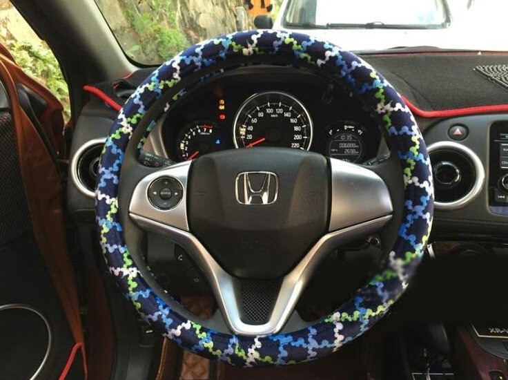 Cool Man Wave Camo Cloth Car Steering Wheel Covers 15 inch 38CM - Blue