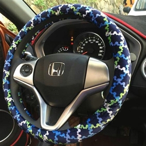 Cool Man Wave Camo Cloth Car Steering Wheel Covers 15 inch 38CM - Blue