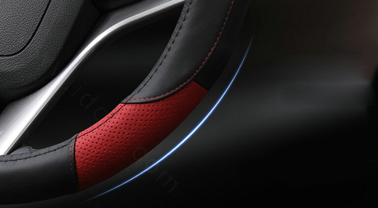 Cooling Car Steering Wheels Covers Genuine Leather 15 Inch 38CM - Beige