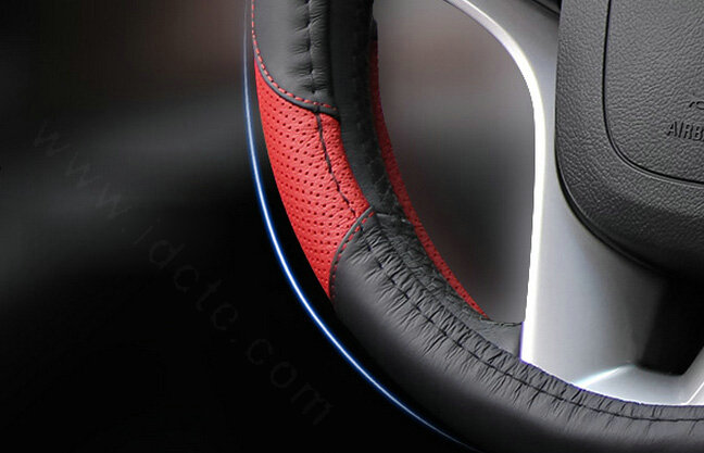 Cooling Car Steering Wheels Covers Genuine Leather 15 Inch 38CM - Black Brown