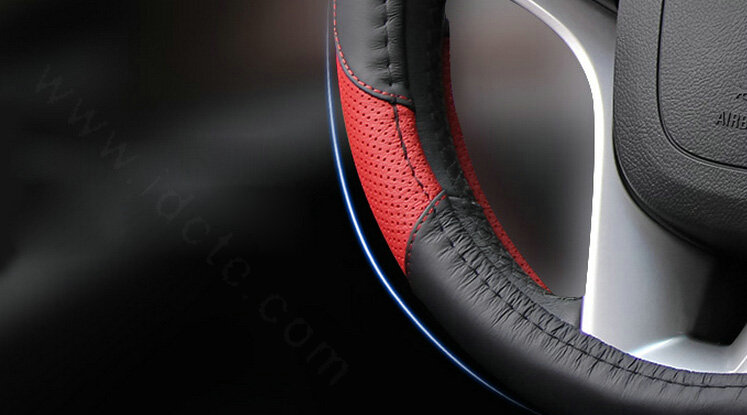 Cooling Car Steering Wheels Covers Genuine Leather 15 Inch 38CM - Black