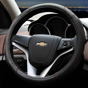 Cooling Car Steering Wheels Covers Genuine Leather 15 Inch 38CM - Black