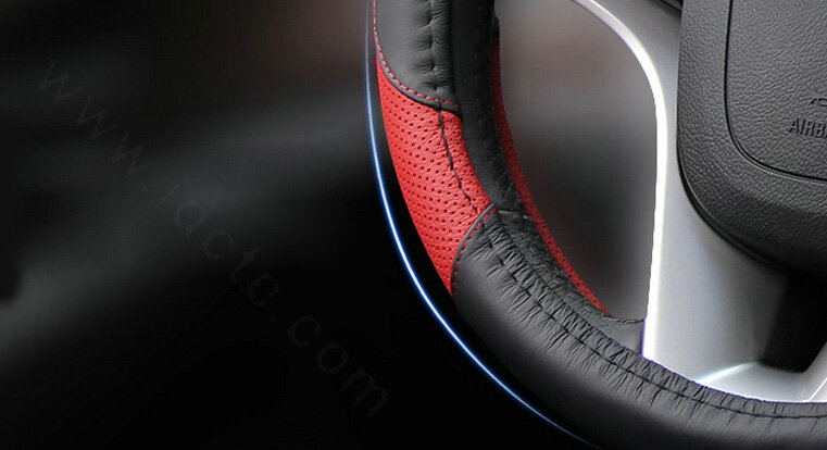 Cooling Car Steering Wheels Covers Genuine Leather 15 Inch 38CM - Grey