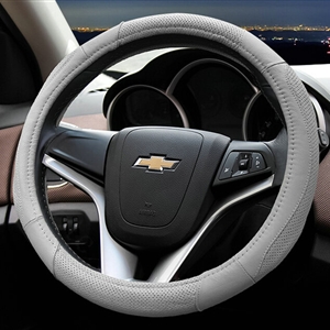 Cooling Car Steering Wheels Covers Genuine Leather 15 Inch 38CM - Grey