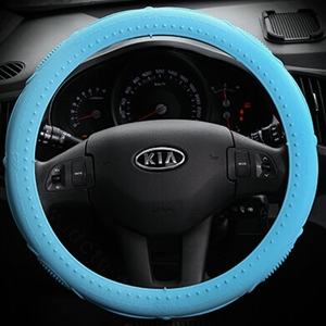 Cooling Colorful Green Rubber Car Steering Wheel Cover 15 Inch 38CM - Blue