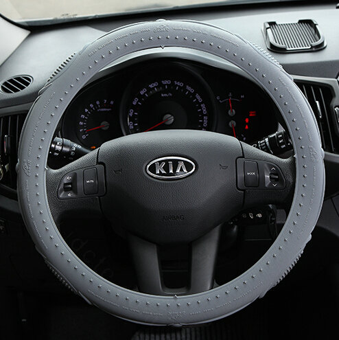 Cooling Colorful Green Rubber Car Steering Wheel Cover 15 Inch 38CM - Grey