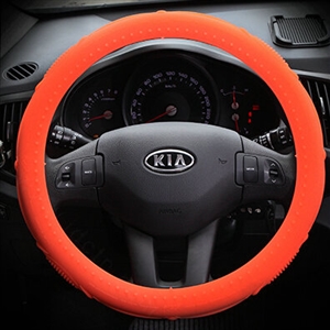 Cooling Colorful Green Rubber Car Steering Wheel Cover 15 Inch 38CM - Orange Red