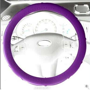 Cooling Colorful Green Rubber Car Steering Wheel Cover 15 Inch 38CM - Purple