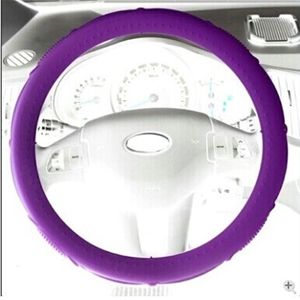 Cooling Colorful Green Rubber Car Steering Wheel Cover 15 Inch 38CM - Purple