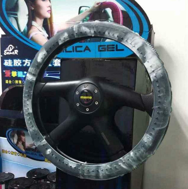 Cooling Man Camo Colorful Green Rubber Car Steering Wheel Cover 15 Inch 38CM - Grey