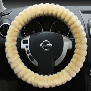 Discount Auto Steering Wheel Covers Velvet 15 Inch 38CM - Beige