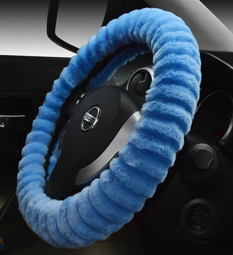 Discount Auto Steering Wheel Covers Velvet 15 Inch 38CM - Blue