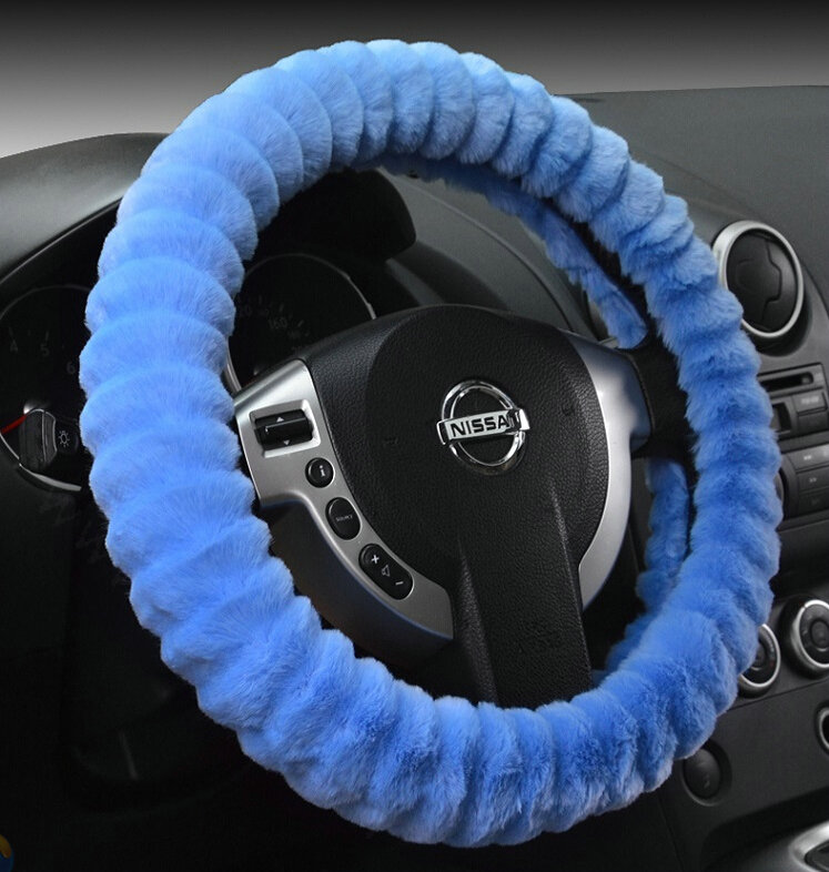 Discount Auto Steering Wheel Covers Velvet 15 Inch 38CM - Blue