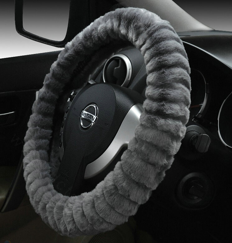 Discount Auto Steering Wheel Covers Velvet 15 Inch 38CM - Grey