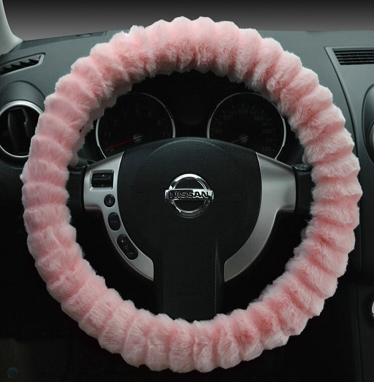 Discount Auto Steering Wheel Covers Velvet 15 Inch 38CM - Pink