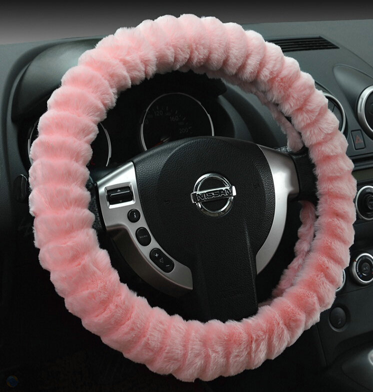 Discount Auto Steering Wheel Covers Velvet 15 Inch 38CM - Pink