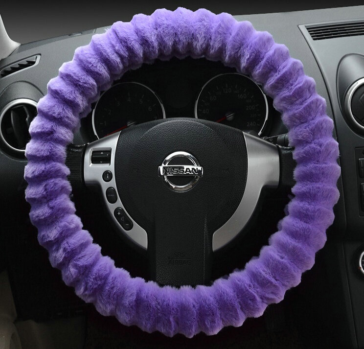 Discount Auto Steering Wheel Covers Velvet 15 Inch 38CM - Purple
