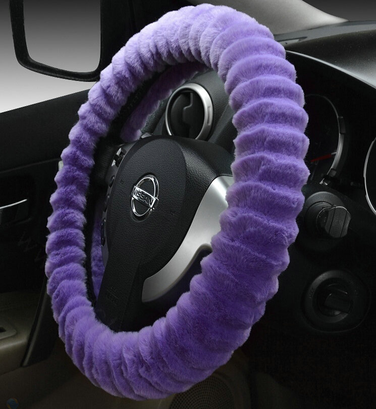 Discount Auto Steering Wheel Covers Velvet 15 Inch 38CM - Purple