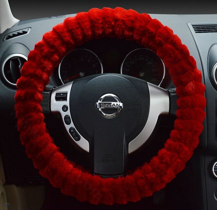 Discount Auto Steering Wheel Covers Velvet 15 Inch 38CM - Red