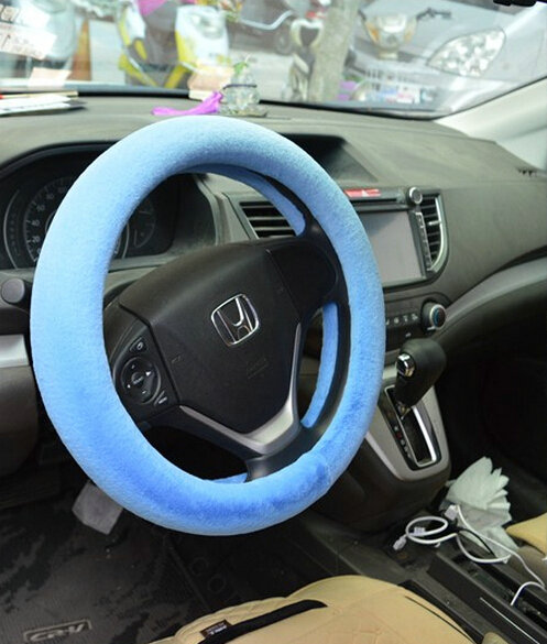 Discount Car Steering Wheel Covers Velvet 15 Inch 38CM - Blue