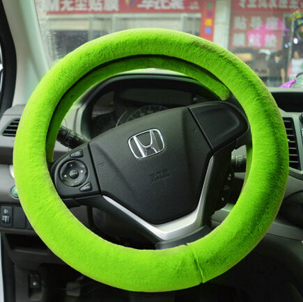 Discount Car Steering Wheel Covers Velvet 15 Inch 38CM - Green
