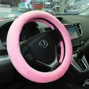 Discount Car Steering Wheel Covers Velvet 15 Inch 38CM - Pink