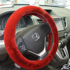 Discount Car Steering Wheel Covers Velvet 15 Inch 38CM - Red