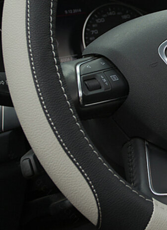 Elegant Car Steering Wheel Wrap PU Leather 15 Inch 38CM - Black Grey