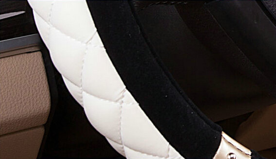 Embroidery Auto Steering Wheel Covers Velvet 15 Inch 38CM - Black