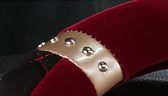 Embroidery Auto Steering Wheel Covers Velvet 15 Inch 38CM - Red