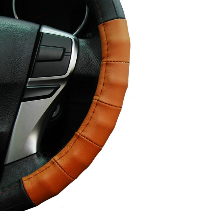 Exquisite Car Steering Wheel Wrap Genuine Leather 15 Inch 38CM - Beige
