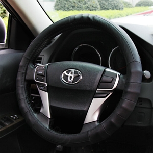 Exquisite Car Steering Wheel Wrap Genuine Leather 15 Inch 38CM - Black