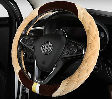 Exquisite Car Steering Wheel Wrap Velvet 15 Inch 38CM - Beige