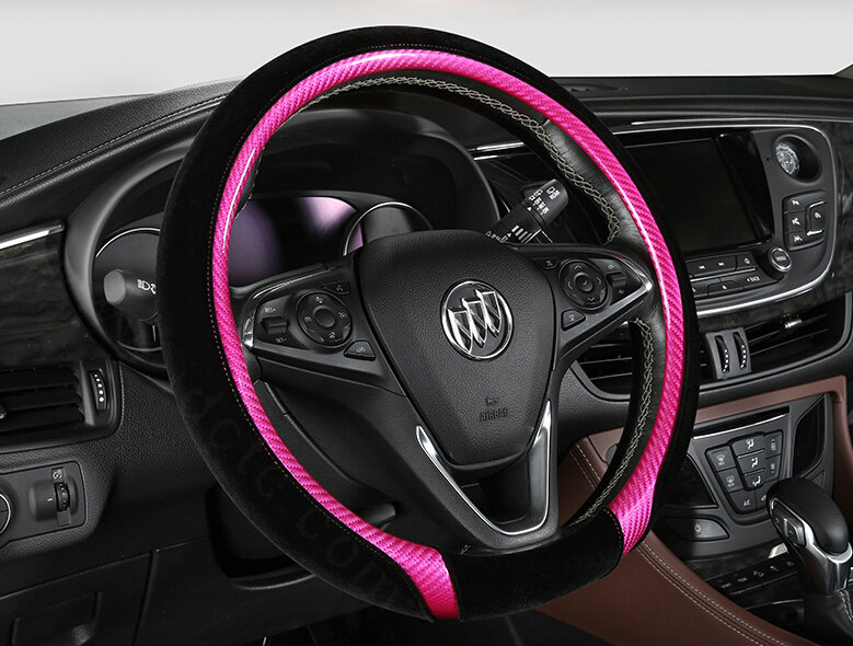 Exquisite Car Steering Wheel Wrap Velvet 15 Inch 38CM - Black Purple