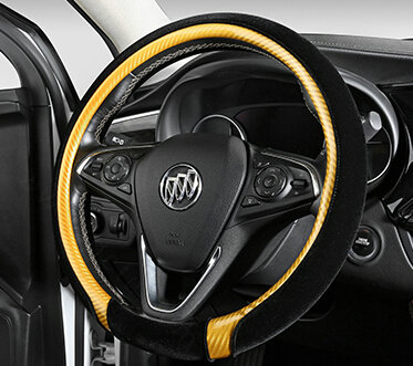 Exquisite Car Steering Wheel Wrap Velvet 15 Inch 38CM - Black Yellow