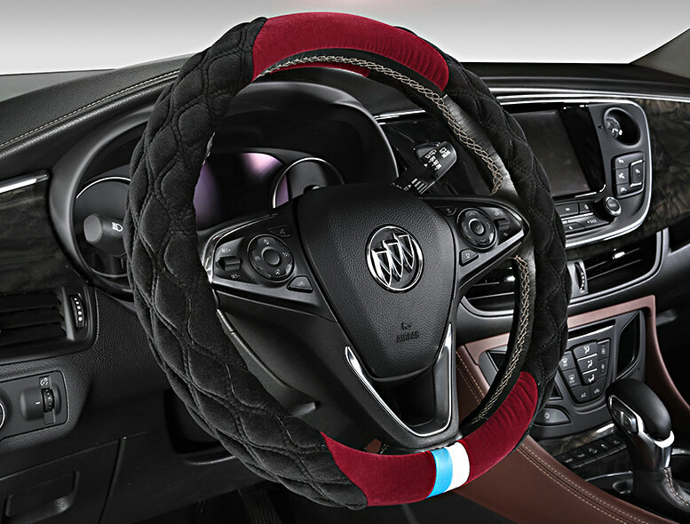 Exquisite Car Steering Wheel Wrap Velvet 15 Inch 38CM - Black