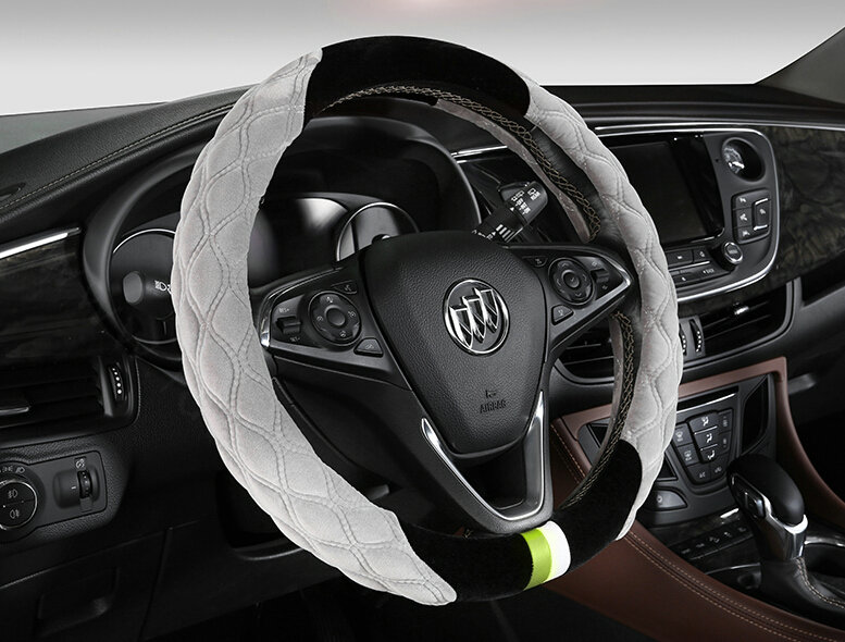 Exquisite Car Steering Wheel Wrap Velvet 15 Inch 38CM - Grey