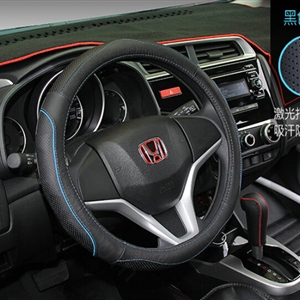 Fashion Car Steering Wheel Covers Genuine Leather 15 Inch 38CM - Black Blue