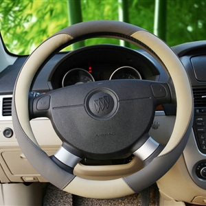 Fashion Car Steering Wheel Covers Sheepskin Leather 15 Inch 38CM - Grey