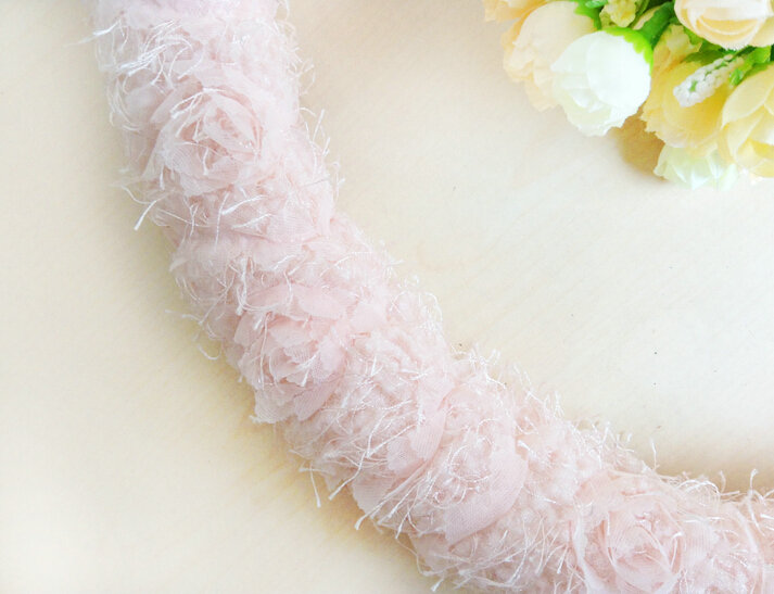 Floral Bowknot Car Steering Wheel Cover Bud Silk Fiber Cloth 15 Inch 38CM - Pink