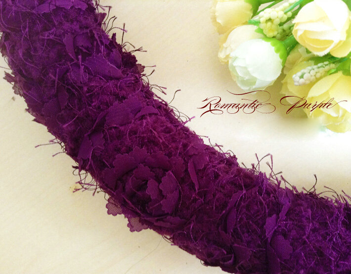 Floral Bowknot Car Steering Wheel Cover Bud Silk Fiber Cloth 15 Inch 38CM - Purple