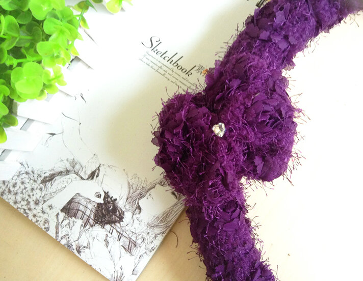 Floral Bowknot Car Steering Wheel Cover Bud Silk Fiber Cloth 15 Inch 38CM - Purple